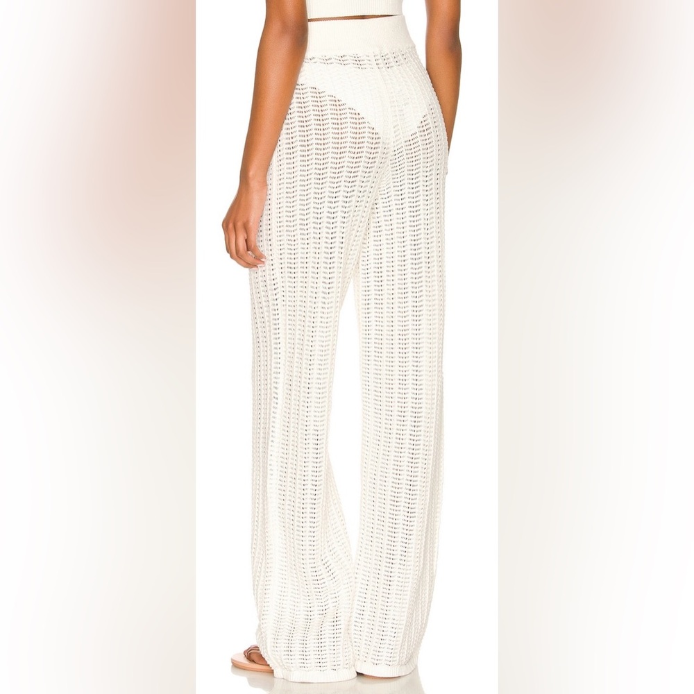 Tularosa Crochet Knit Wide Leg Pants Cream Swim Cover Up S Boho Resort - Picture 3 of 7